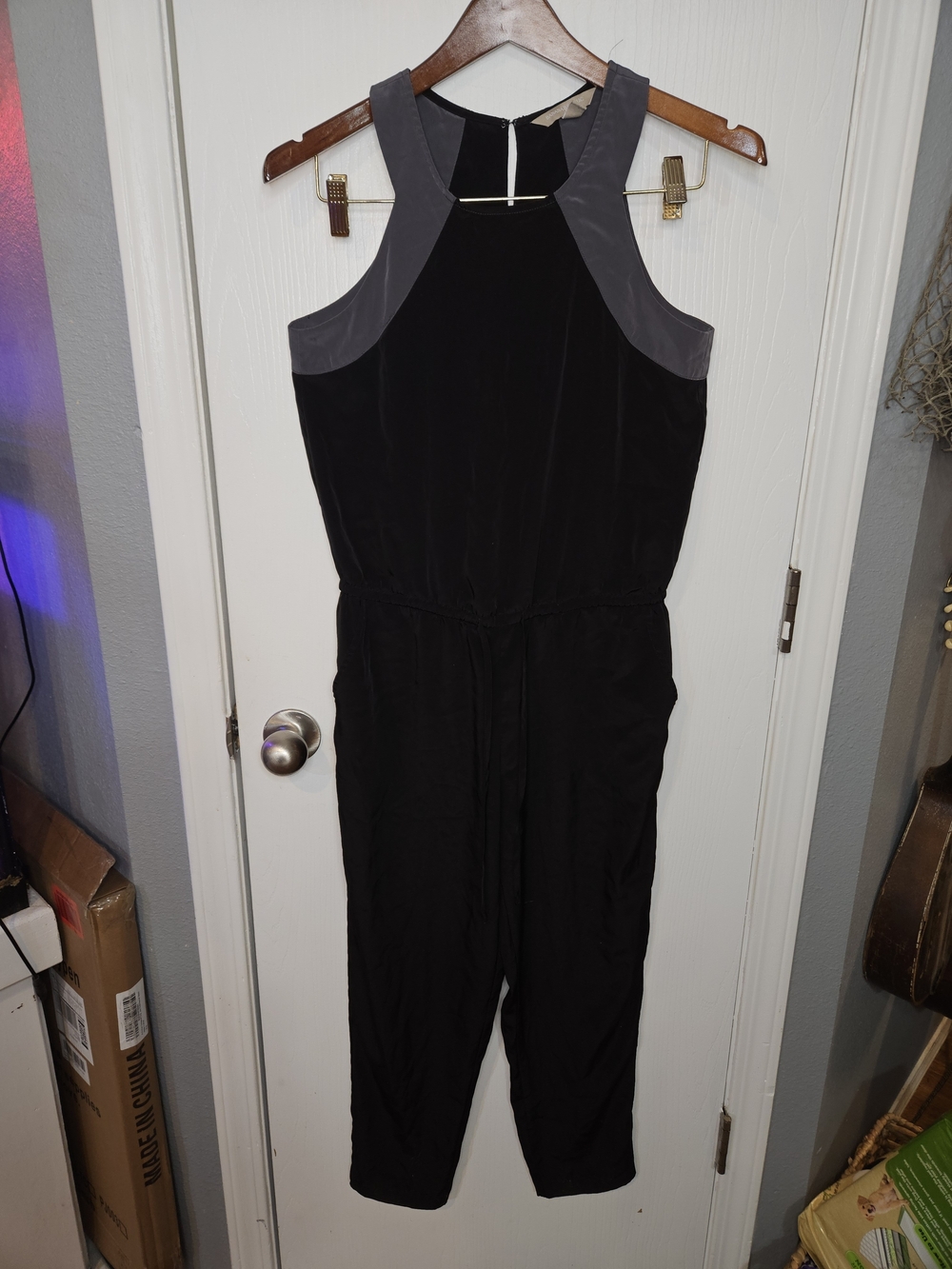 Banana Republic Black Jumpsuit with Gray Trim